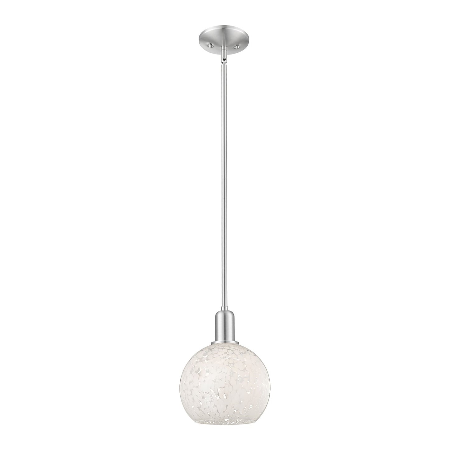 Innovations Lighting Arcadia 8in 1-Light Mini Pendant | Industrial Brushed Satin Nickel and White Mouchette Glass | Kitchen | Model 716-1S-SN-G1216-8WM