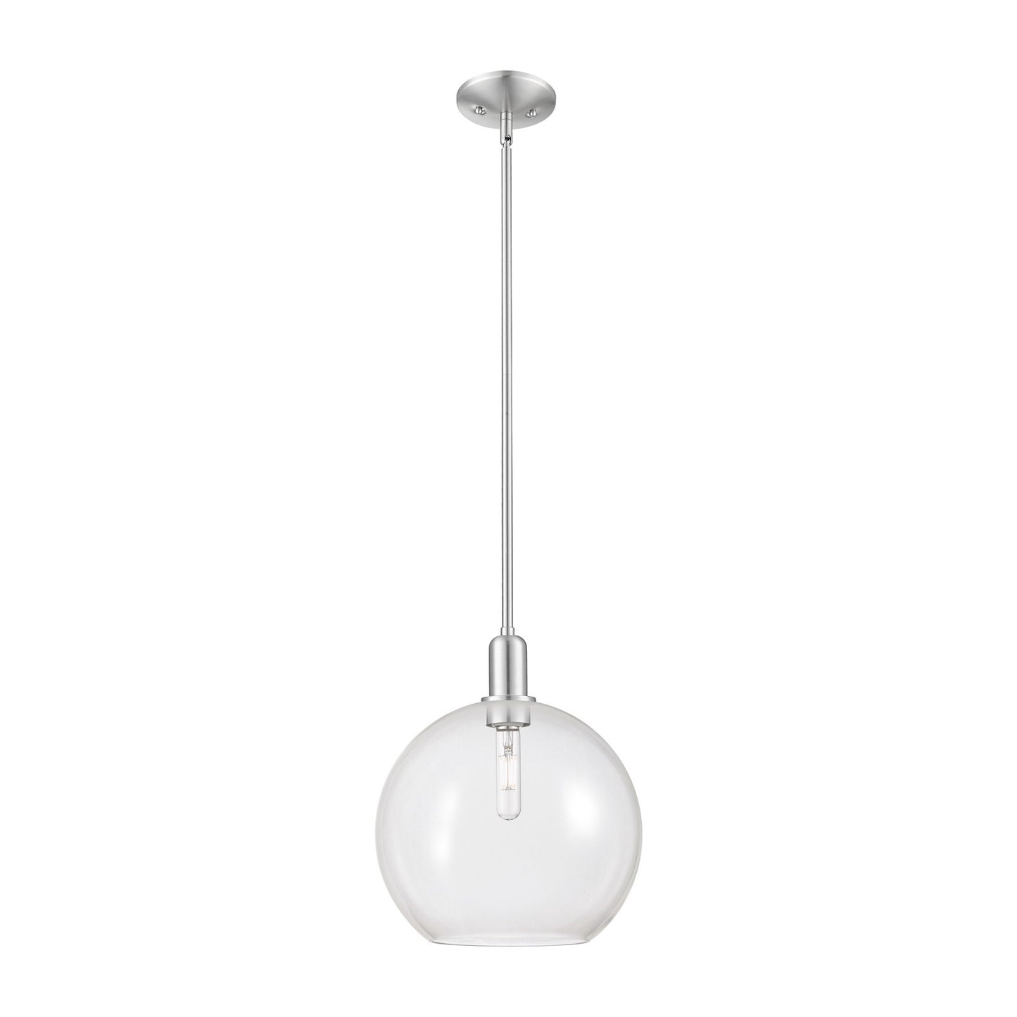 Innovations Athens 12in 1-Light Mini Pendant | Industrial Brushed Satin Nickel Steel and Clear Glass | Kitchen Island & Dining | Model 716-1S-SN-G122-12