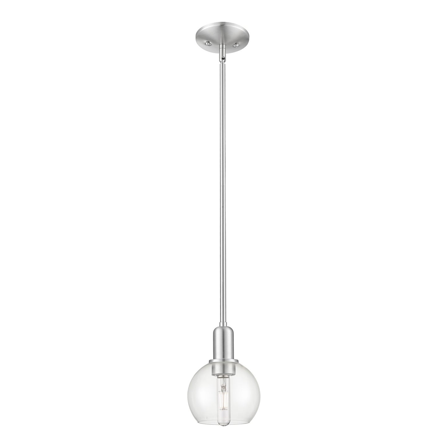 Innovations Athens 6in 1-Light Mini Pendant | Industrial Brushed Satin Nickel Steel and Clear Glass | Kitchen Island & Dining | Model 716-1S-SN-G122-6