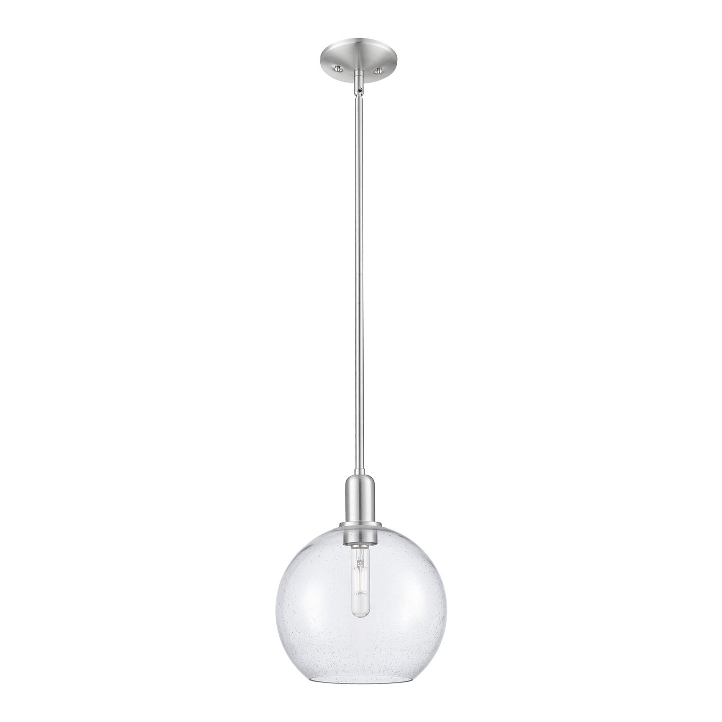 Innovations Athens 10in 1-Light Mini Pendant | Industrial Brushed Satin Nickel Steel and Seedy Glass | Kitchen Island & Dining | Model 716-1S-SN-G124-10