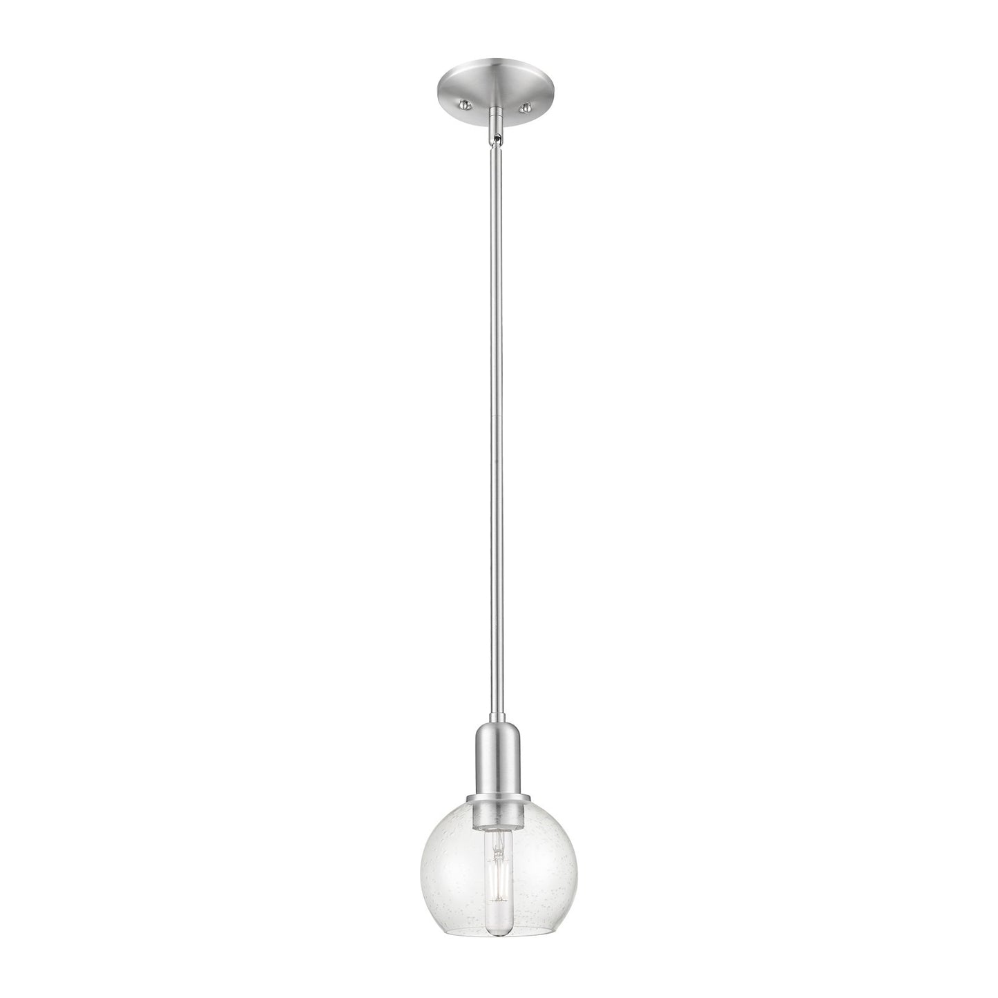 Innovations Athens 6in 1-Light Mini Pendant | Industrial Brushed Satin Nickel and Seedy Glass | Kitchen Island & Dining Room | Model 716-1S-SN-G124-6