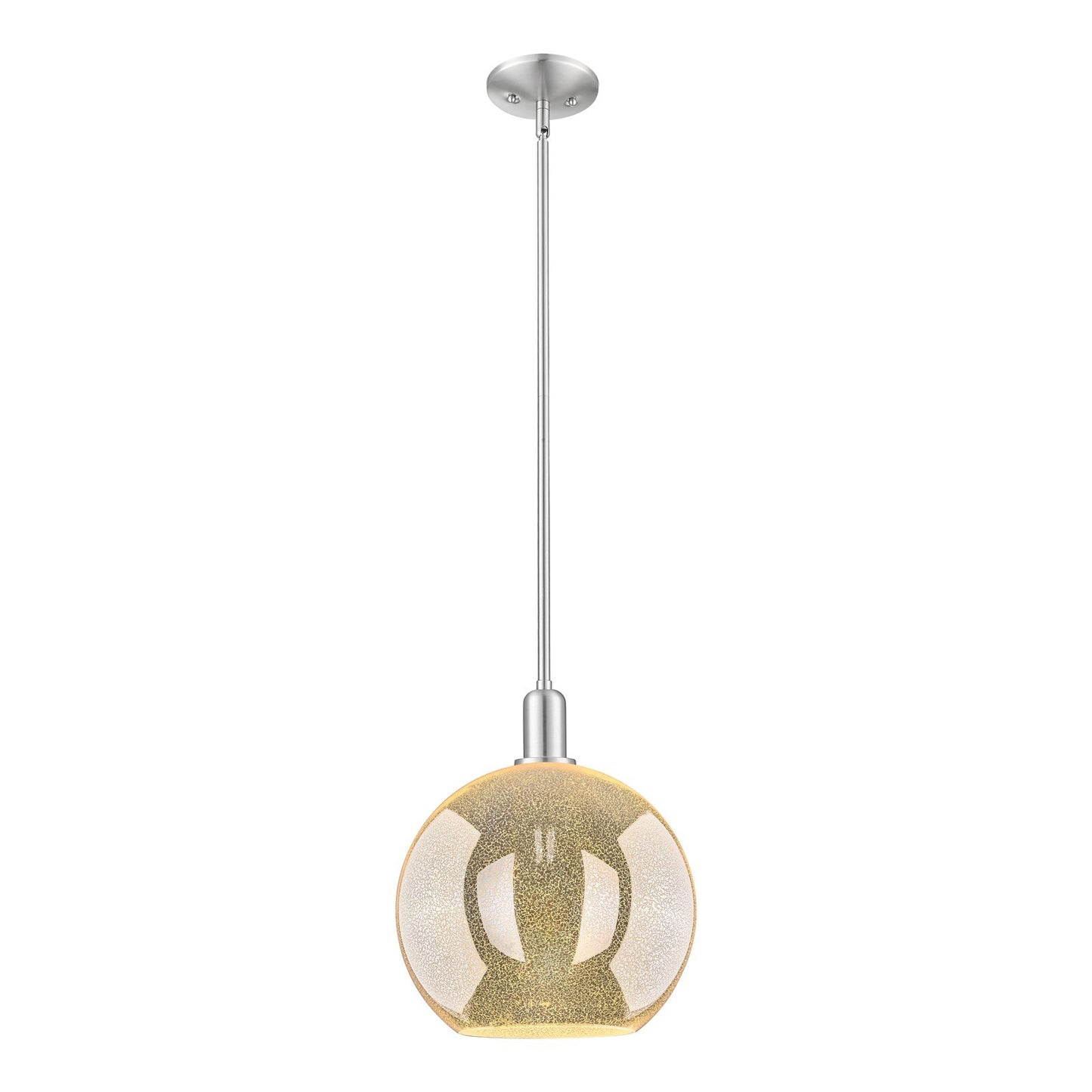 Innovations Athens 12in 1-Light Mini Pendant | Industrial Brushed Satin Nickel and Mercury Glass | Kitchen Island & Dining Room | Model 716-1S-SN-G128-12