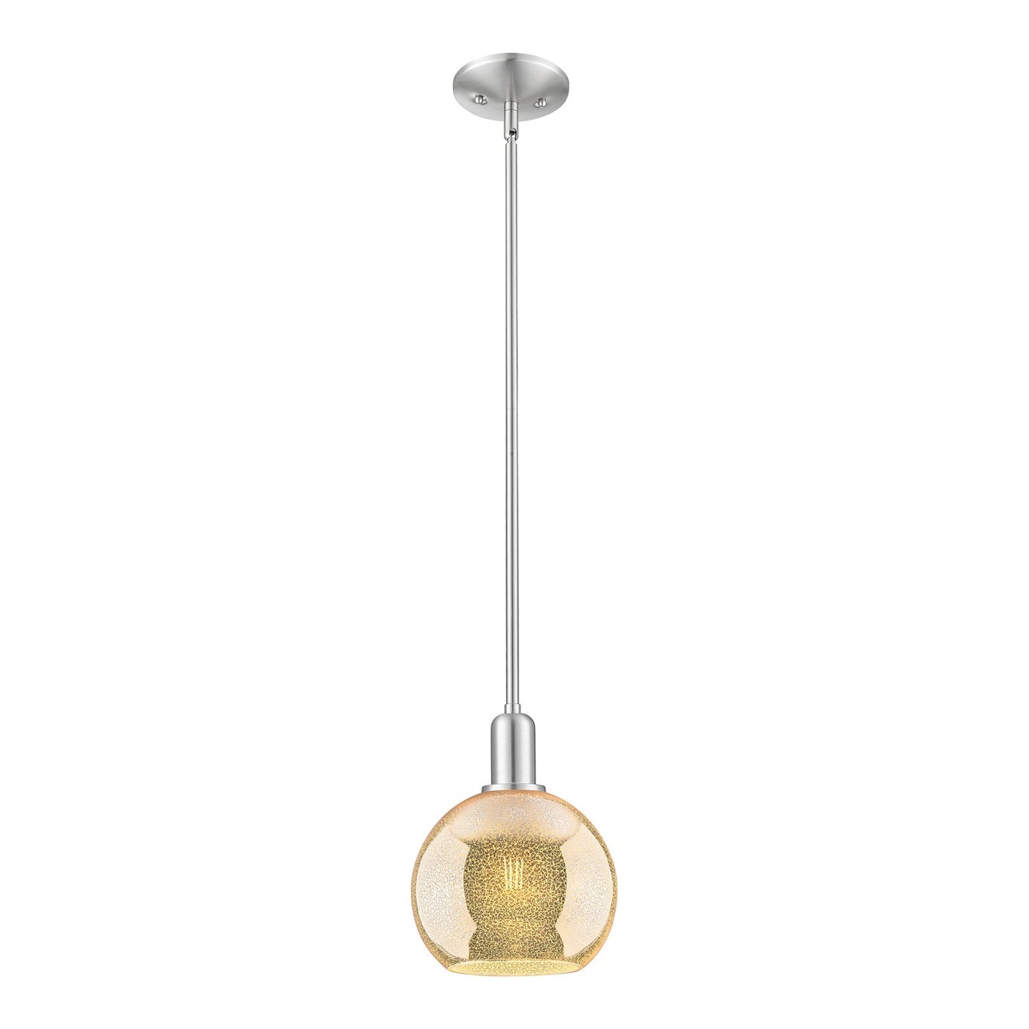 Innovations Athens 8in 1-Light Mini Pendant | Industrial Brushed Satin Nickel Steel and Mercury Glass | Kitchen Island & Dining | Model 716-1S-SN-G128-8
