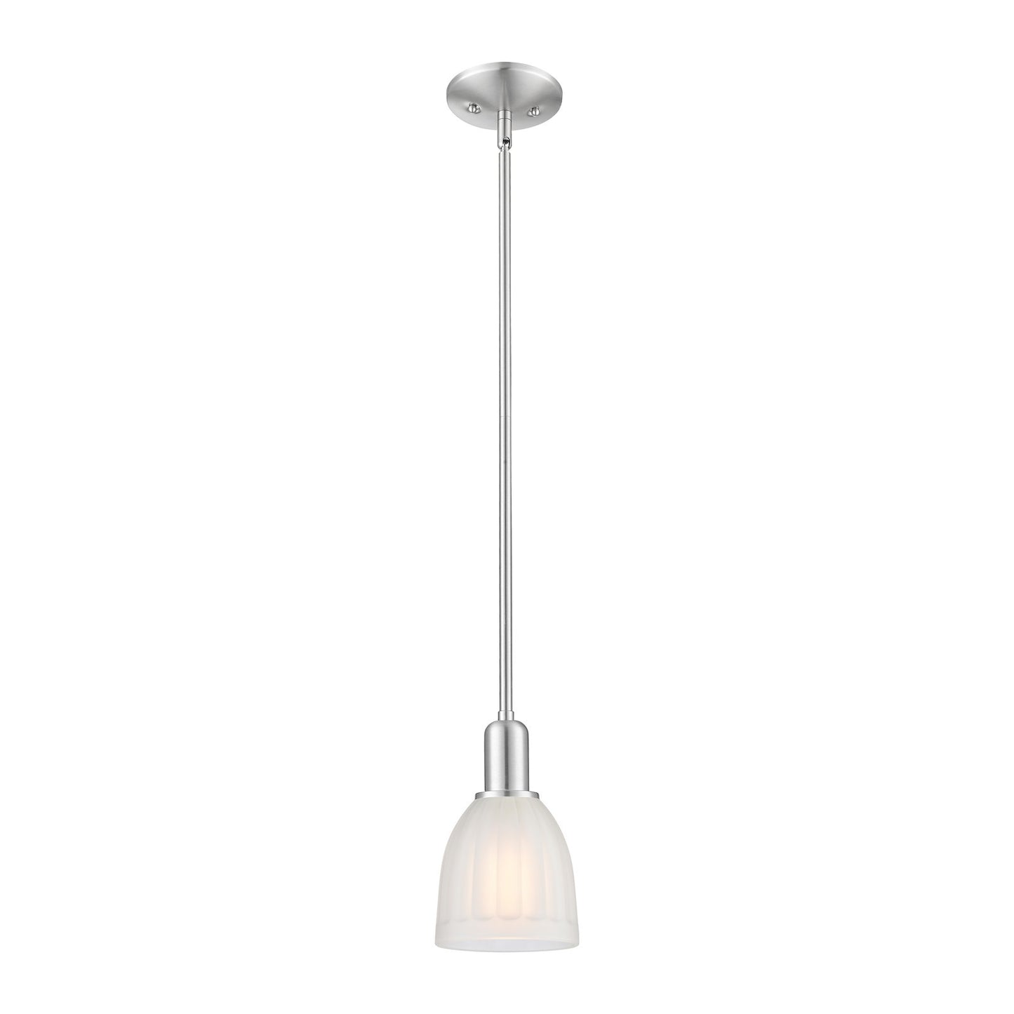 Innovations Brookfield 6in 1-Light Mini Pendant | Industrial Brushed Satin Nickel and White Frosted Ribbed Glass | Kitchen Island & | Model 716-1S-SN-G441