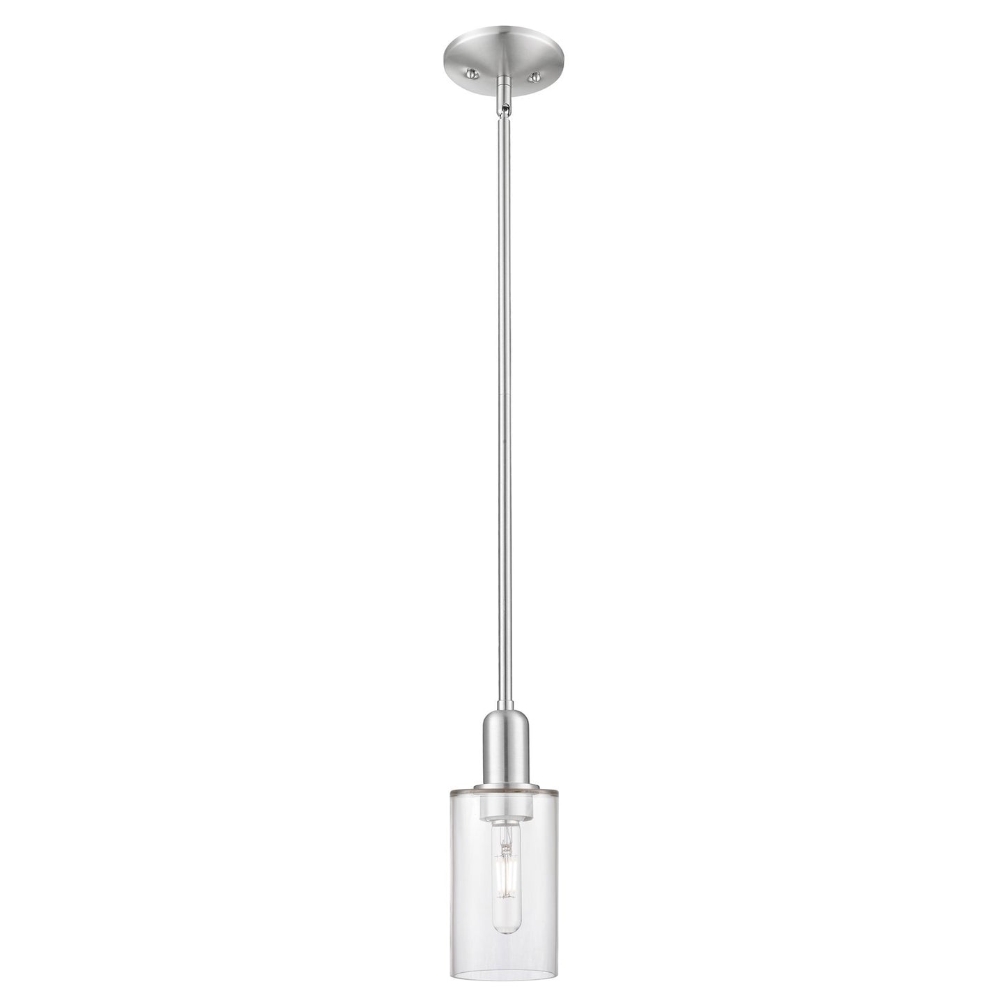 Innovations Clymer 4in 1-Light Mini Pendant | Industrial Brushed Satin Nickel Steel and Clear Glass | Kitchen Island & Dining Room | Model 716-1S-SN-G802