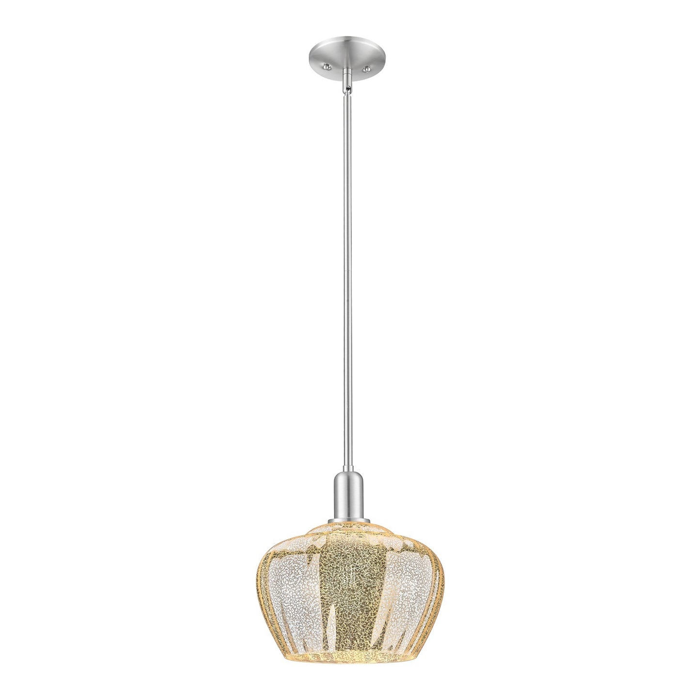 Innovations Fenton 11in 1-Light Mini Pendant | Industrial Brushed Satin Nickel and Mercury Ribbed Glass | Kitchen Island & Dining | Model 716-1S-SN-G96-L