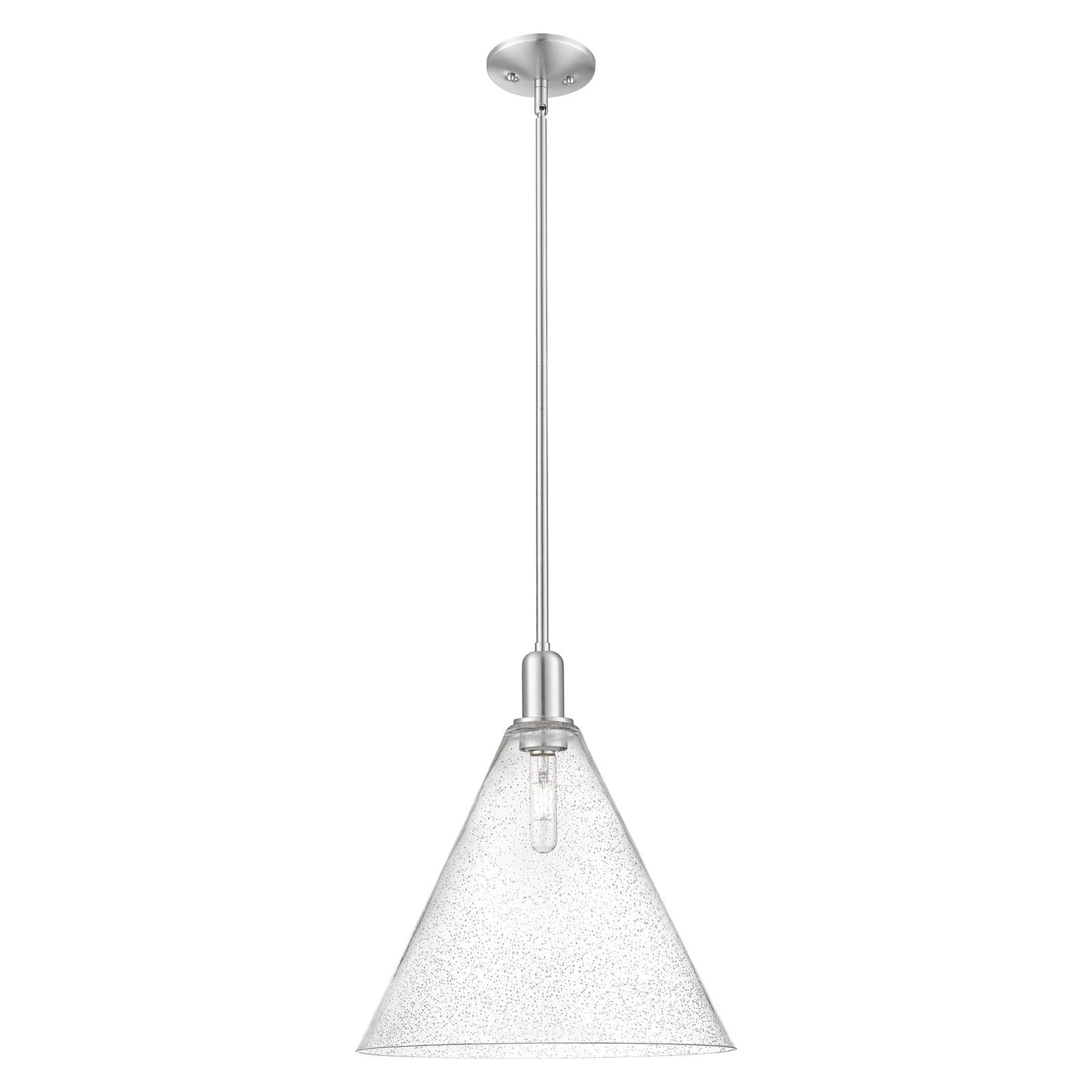 Innovations Berkshire Glass 16in 1-Light Mini Pendant | Industrial Brushed Satin Nickel and Seedy Glass | Kitchen Island & | Model 716-1S-SN-GBC-164