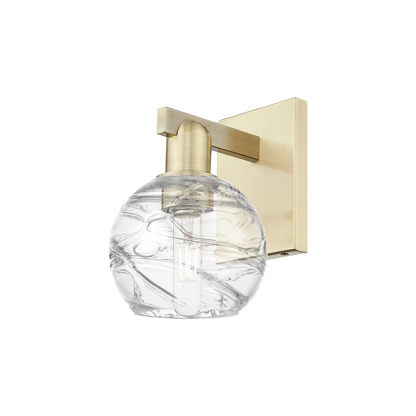 Innovations Athens Deco Swirl 6in 1-Light Wall Sconce | Industrial Antique Brass and Clear Deco Swirl Glass | Hallway & | Model 716-1W-AB-G1213-6CL