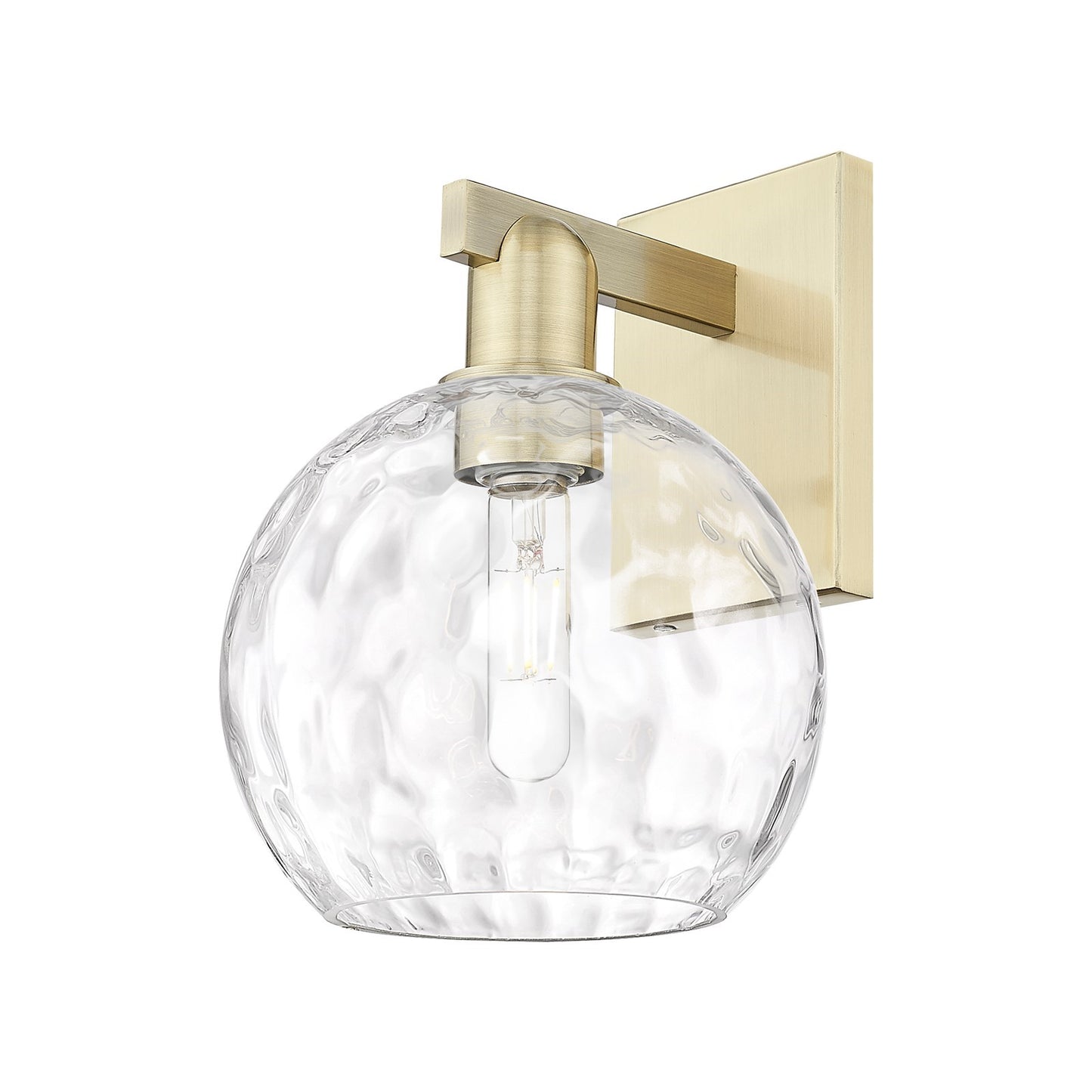 Innovations Athens Water Glass 8in 1-Light Wall Sconce | Industrial Antique Brass and Clear Glass | Bathroom & Hallway Accent | Model 716-1W-AB-G1215-8