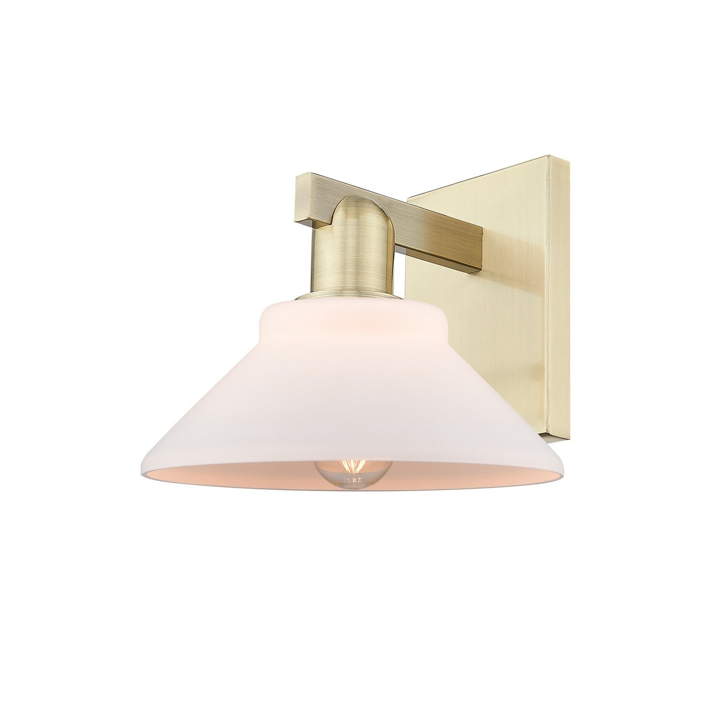 Innovations Orwell 8in 1-Light Wall Sconce | Industrial Antique Brass and Matte White Glass | Bathroom & Hallway Accent | 8.38 x | Model 716-1W-AB-G131