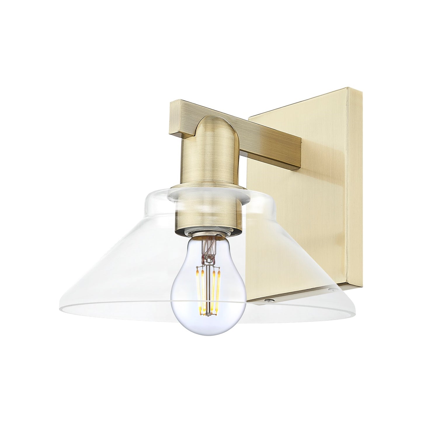 Innovations Orwell 8in 1-Light Wall Sconce | Industrial Antique Brass Steel and Clear Glass | Living Room & Hallway Accent | 8.38 x | Model 716-1W-AB-G132