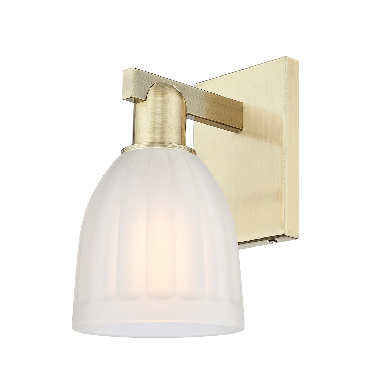 Innovations Brookfield 1-Light Wall Sconce | Industrial Antique Brass and White Frosted Ribbed Glass | Entryway & Hallway Accent | Model 716-1W-AB-G441