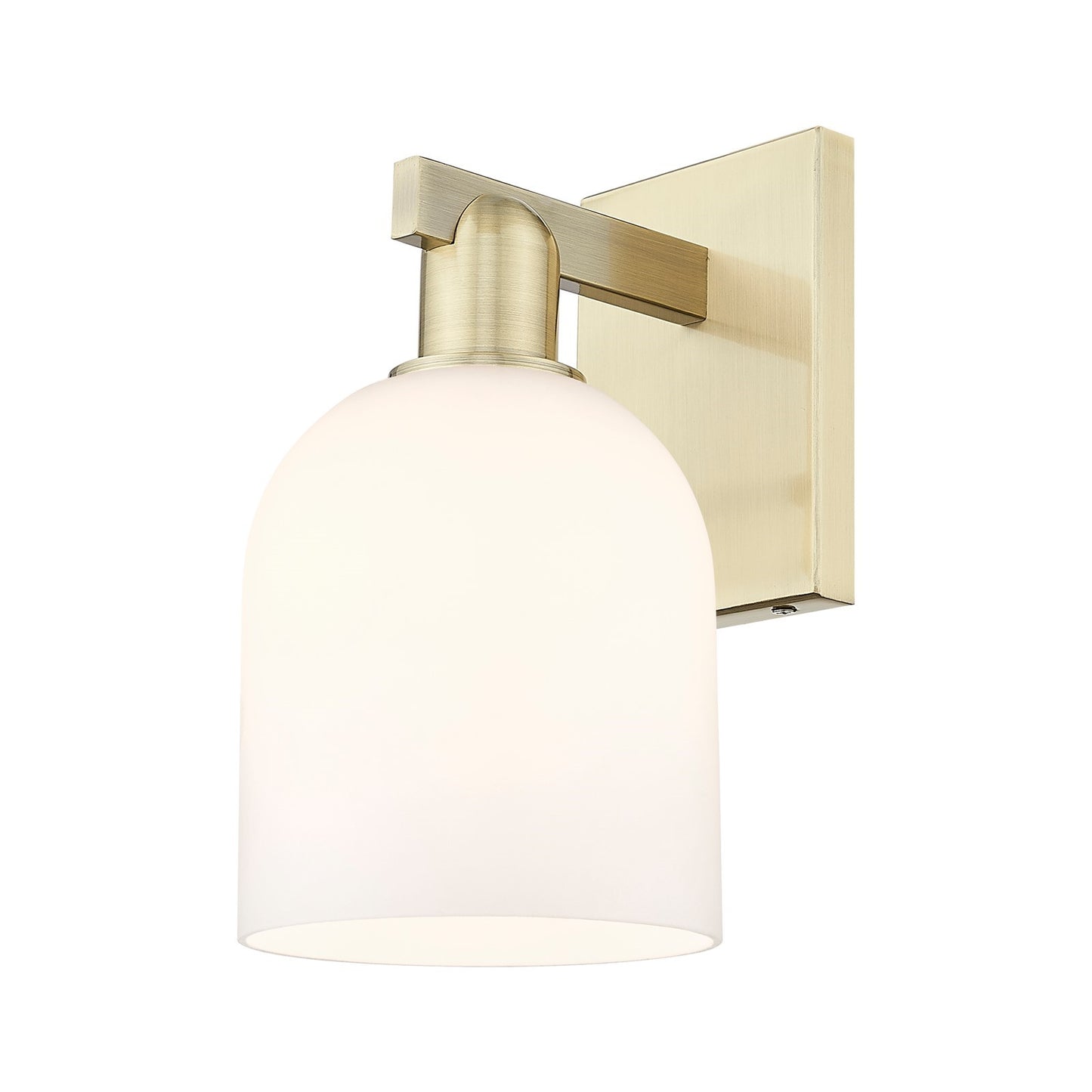 Innovations Bella 6in 1-Light Wall Sconce | Industrial Antique Brass and White Glass | Bathroom & Hallway Accent | 5.5 x 11.25 | Model 716-1W-AB-G558-6GWH
