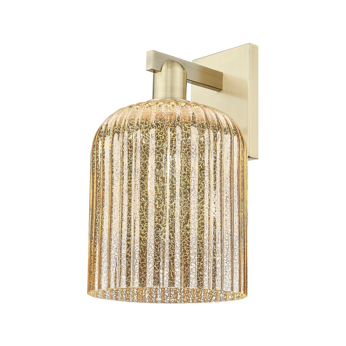 Innovations Bridal Veil 8in 1-Light Wall Sconce | Industrial Antique Brass and Mercury Ribbed Glass | Bathroom & Hallway Accent | Model 716-1W-AB-G559-8ME