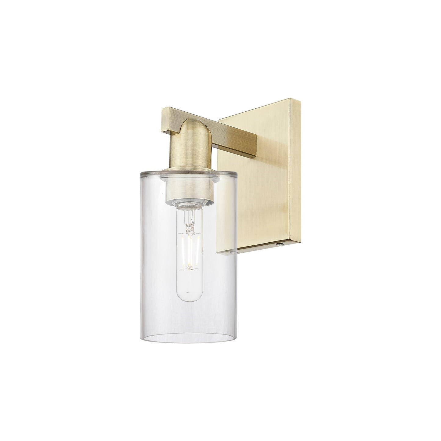 Innovations Clymer 1-Light Wall Sconce | Industrial Antique Brass Steel and Clear Glass | Hallway & Bathroom Accent | 3.88 x 10.62 | Model 716-1W-AB-G802