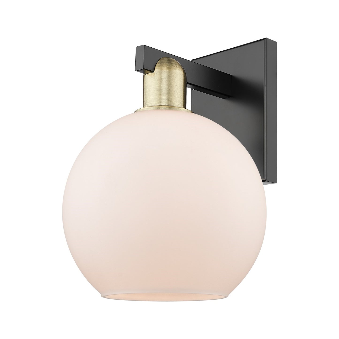 Innovations Athens 8in 1-Light Wall Sconce | Industrial Black Antique Brass and Matte White Glass | Bathroom & Hallway Accent | Model 716-1W-BAB-G121-8