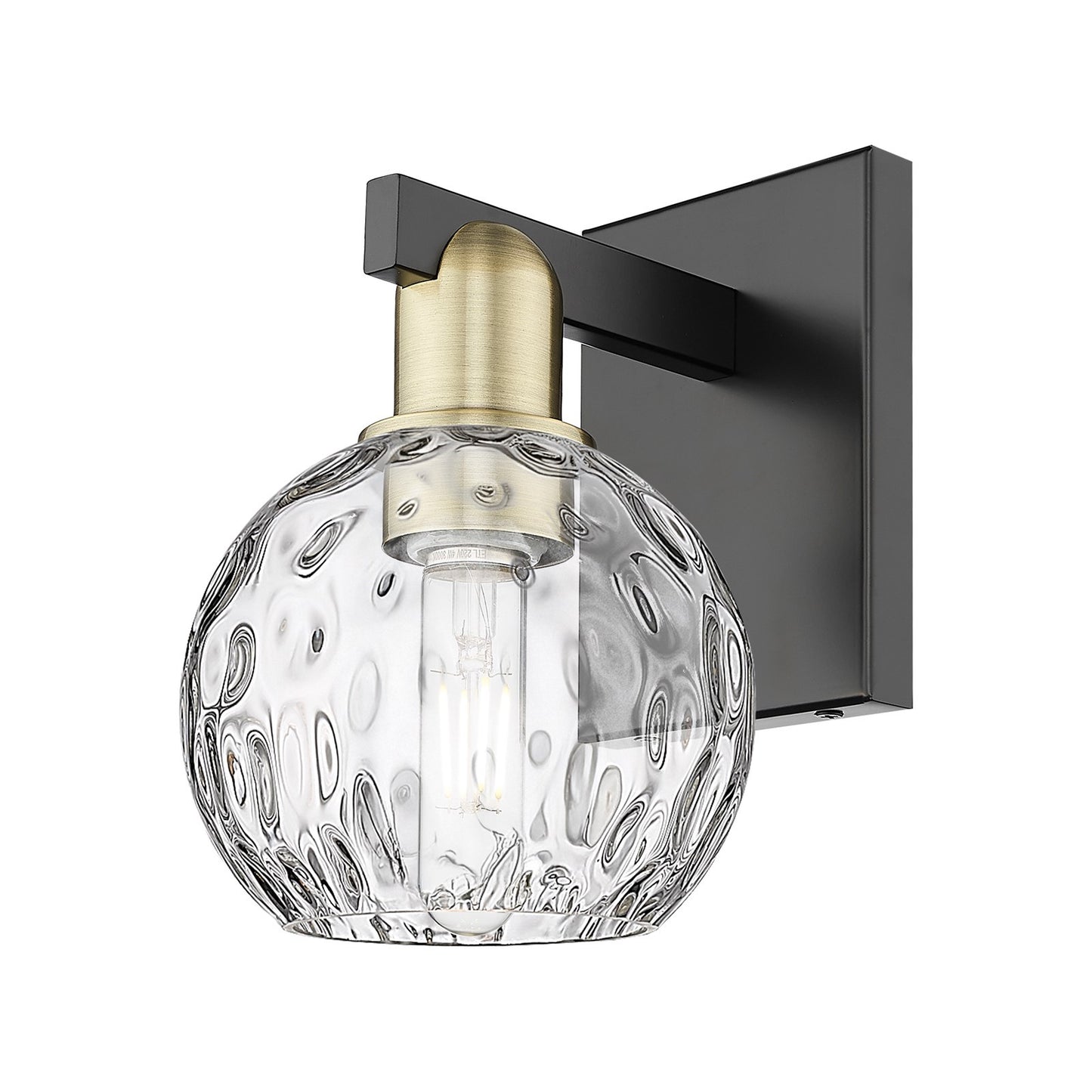 Innovations Athens Water Glass 6in 1-Light Wall Sconce | Industrial Black Antique Brass and Clear Glass | Bathroom & Hallway | Model 716-1W-BAB-G1215-6