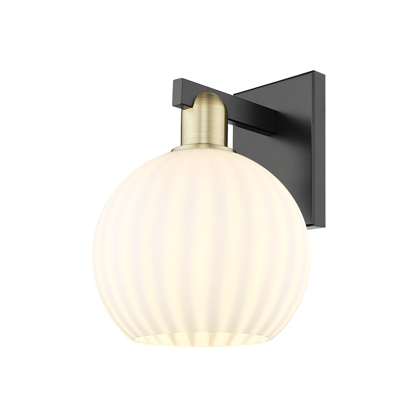 Innovations Lighting Arcadia 8in 1-Light Wall Sconce | Industrial Black Antique Brass and White Venetian Glass | Bathroom & | Model 716-1W-BAB-G1217-8WV