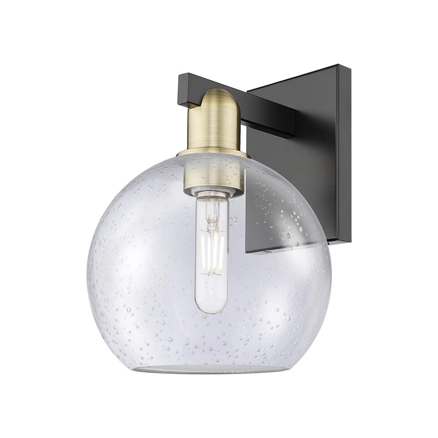 Innovations Athens 8in 1-Light Wall Sconce | Industrial Black Antique Brass and Seedy Glass | Bathroom & Hallway Accent | 8 x | Model 716-1W-BAB-G124-8