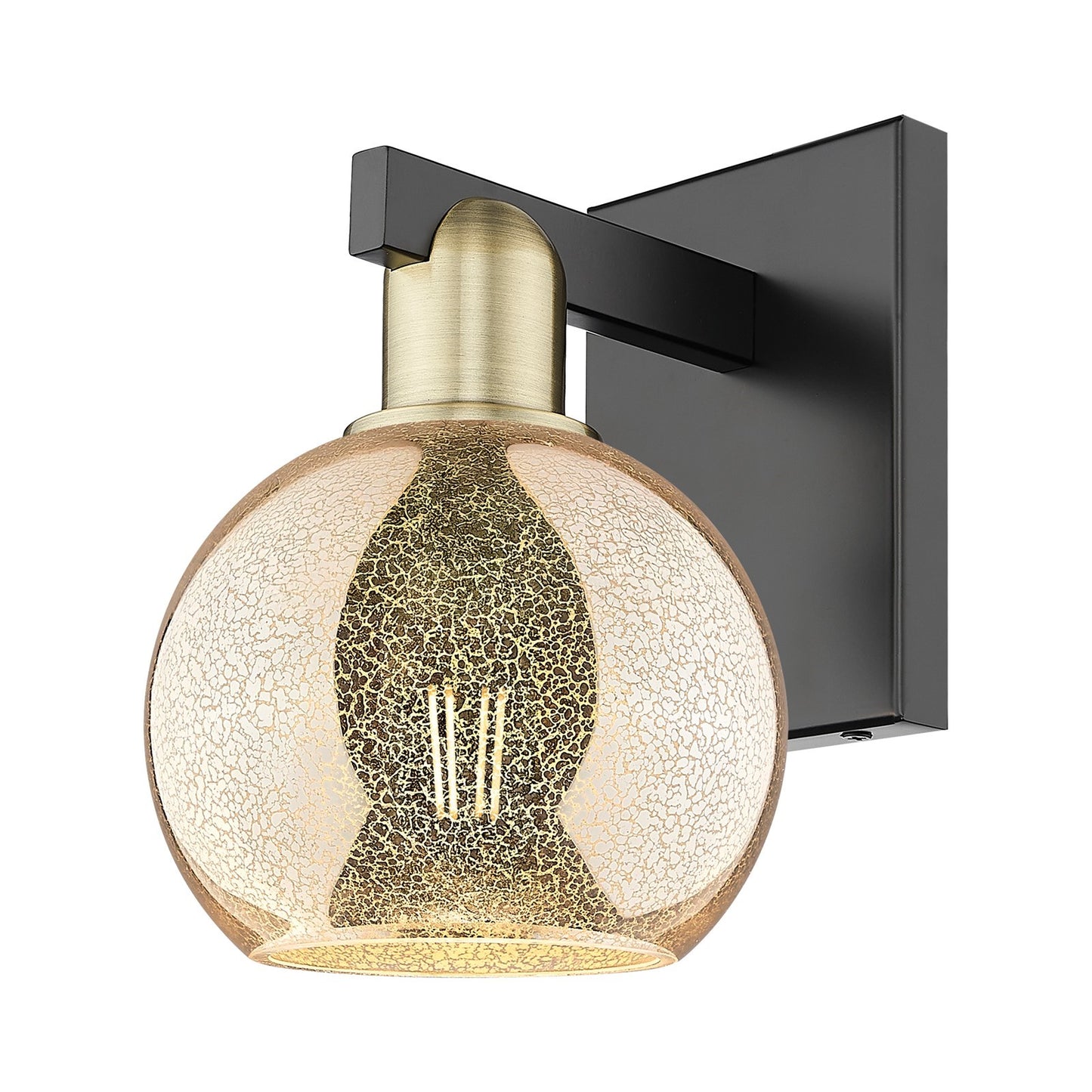 Innovations Athens 6in 1-Light Wall Sconce | Industrial Black Antique Brass and Mercury Glass | Bathroom & Hallway Accent | 5.88 | Model 716-1W-BAB-G128-6