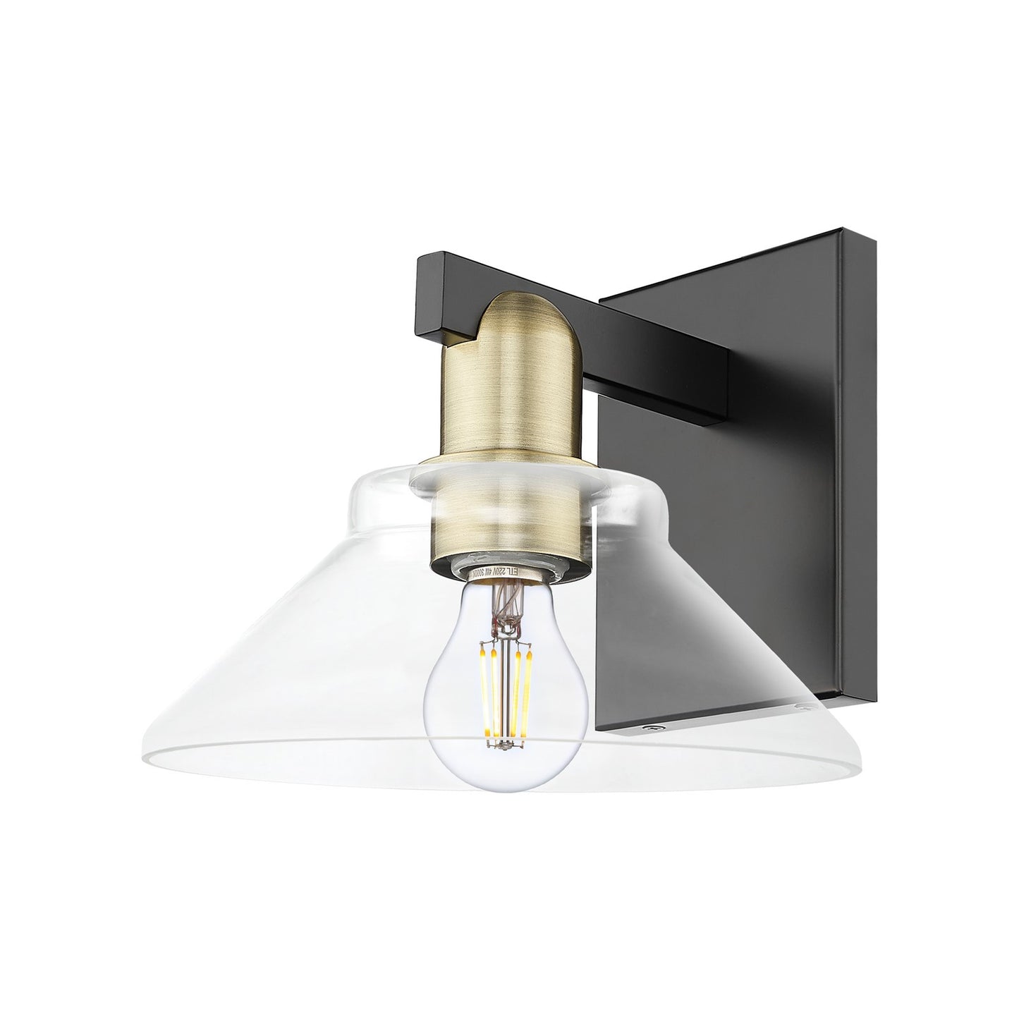 Innovations Orwell 1-Light Wall Sconce | Industrial Black Antique Brass Steel and Clear Glass | Hallway & Bathroom Accent | 8.38 x | Model 716-1W-BAB-G132