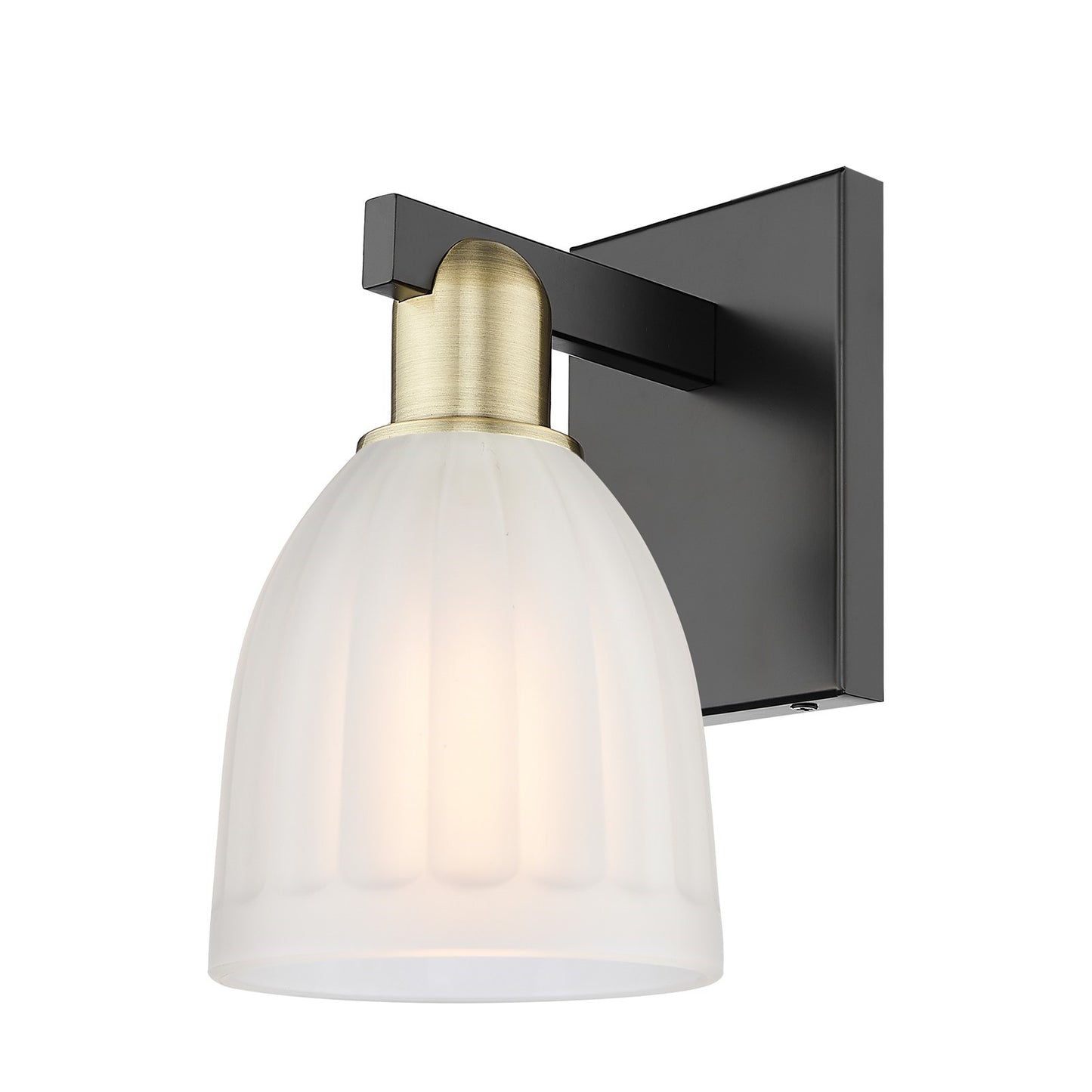 Innovations Brookfield 6in 1-Light Wall Sconce | Industrial Black Antique Brass and White Frosted Glass | Damp-Rated Hallway & | Model 716-1W-BAB-G441