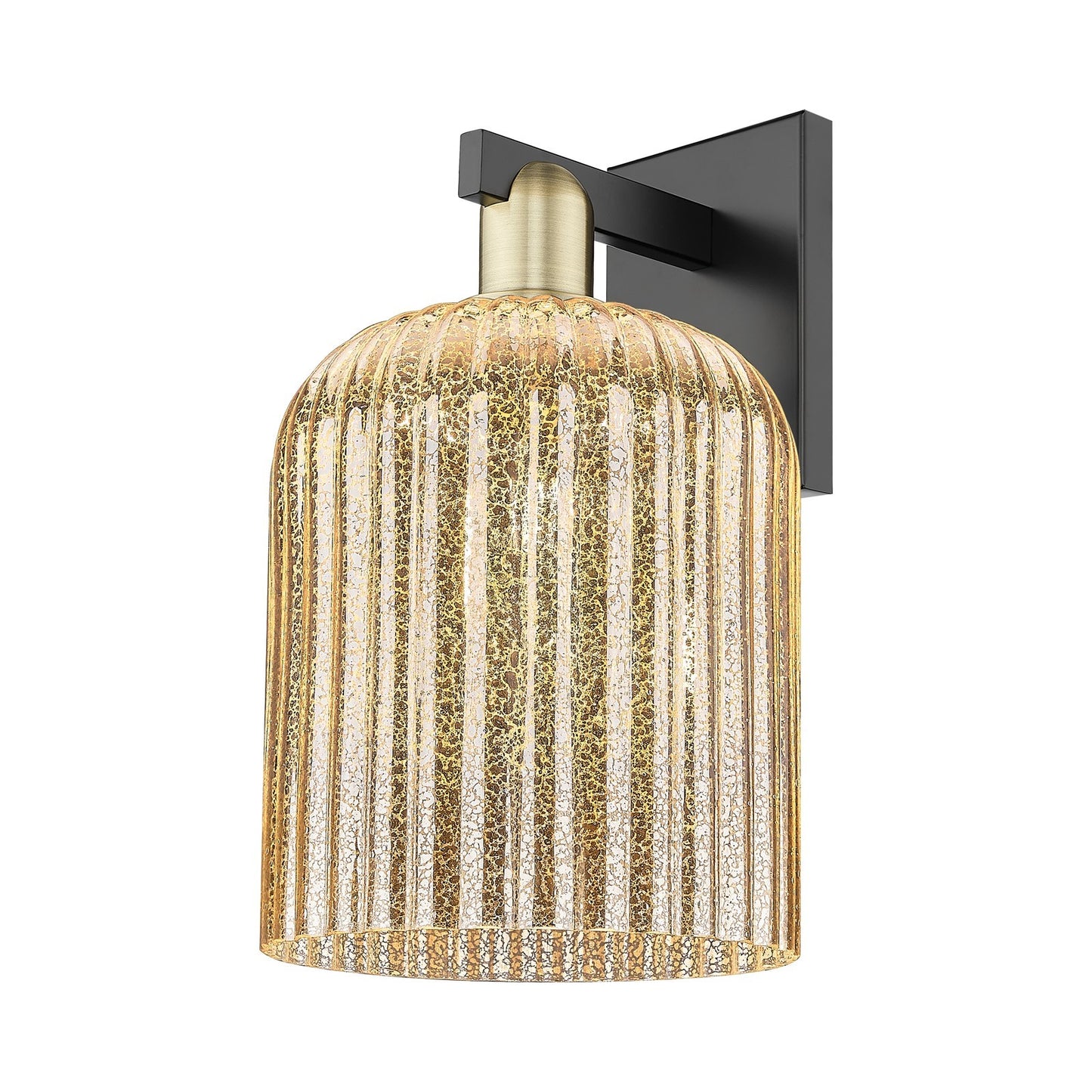 Innovations Bridal Veil 8in 1-Light Wall Sconce | Industrial Black Antique Brass and Mercury Ribbed Glass | Bathroom & Hallway | Model 716-1W-BAB-G559-8ME