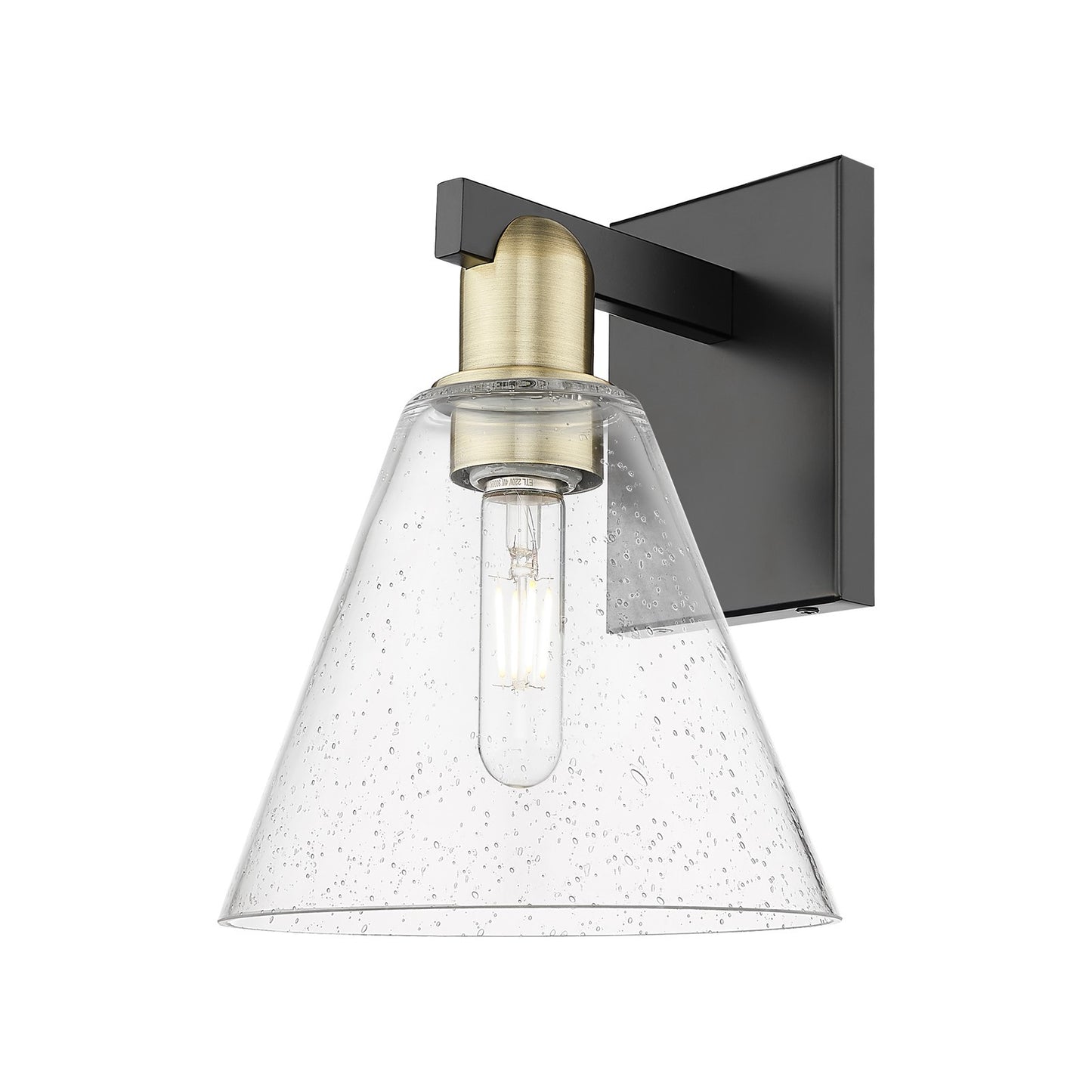 Innovations Berkshire Glass 8in 1-Light Wall Sconce | Industrial Black Antique Brass Steel and Seedy Glass | Bathroom & Hallway | Model 716-1W-BAB-GBC-84