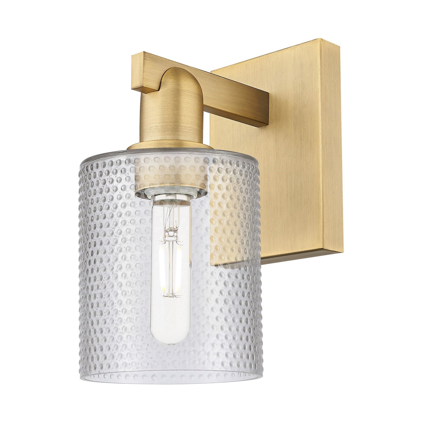 Innovations Cobbleskill 5in 1-Light Wall Sconce | Industrial Brushed Brass Steel and Clear Glass | Entryway & Hallway Accent | 5 x | Model 716-1W-BB-G112