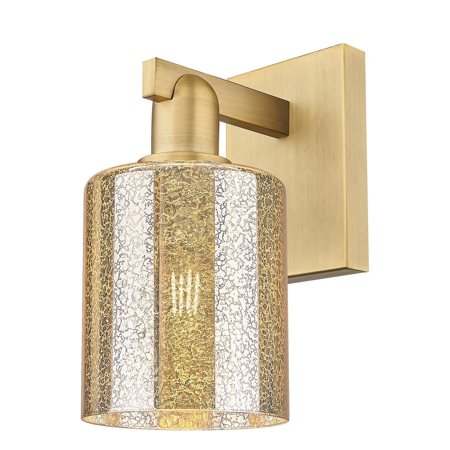 Innovations Cobbleskill 5in 1-Light Wall Sconce | Industrial Brushed Brass Steel and Mercury Glass | Bathroom & Hallway Accent | 5 | Model 716-1W-BB-G116