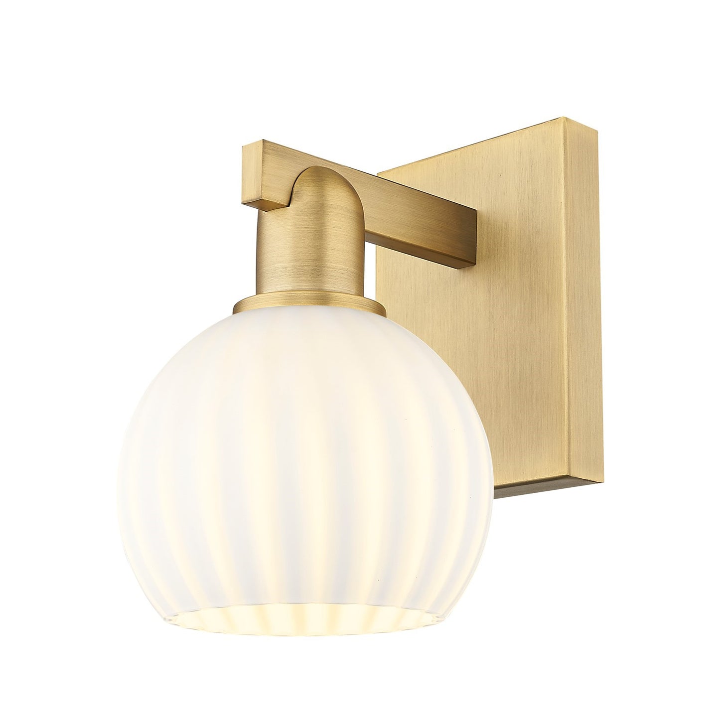 Innovations Lighting White Venetian 6in 1-Light Wall Sconce | Industrial Brushed Brass and White Venetian Glass | Bathroom & | Model 716-1W-BB-G1217-6WV