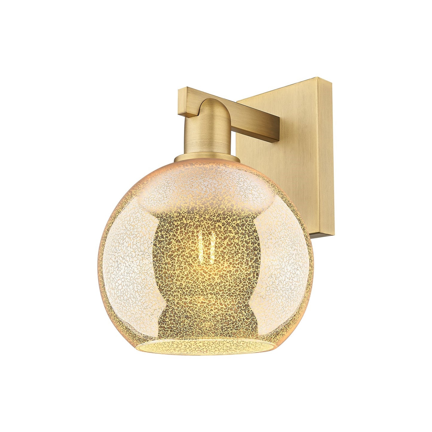 Innovations Athens 8in 1-Light Wall Sconce | Industrial Brushed Brass and Mercury Glass | Bathroom & Hallway Accent | 8 x 11.75 x | Model 716-1W-BB-G128-8