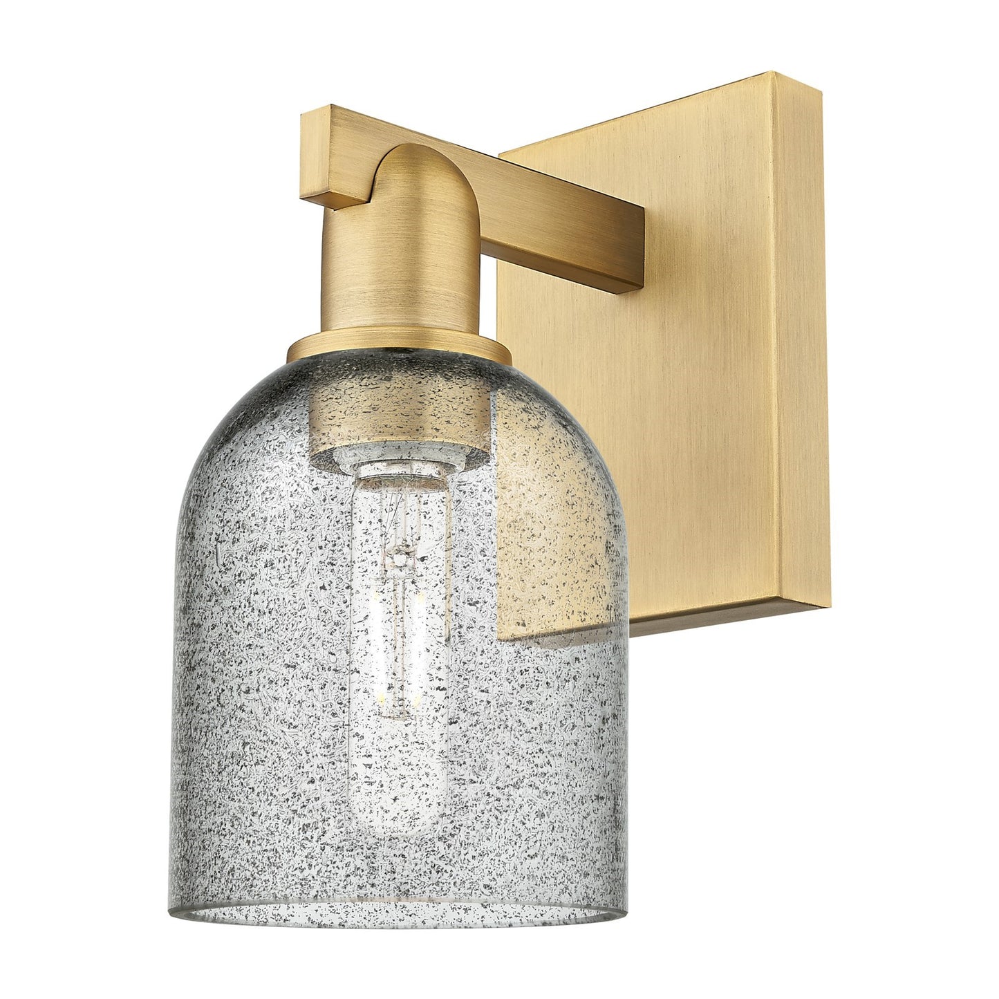 Innovations Caledonia 5in 1-Light Wall Sconce | Industrial Brushed Brass and Charcoal Glass | Living Room & Hallway Accent | 5 x | Model 716-1W-BB-G257