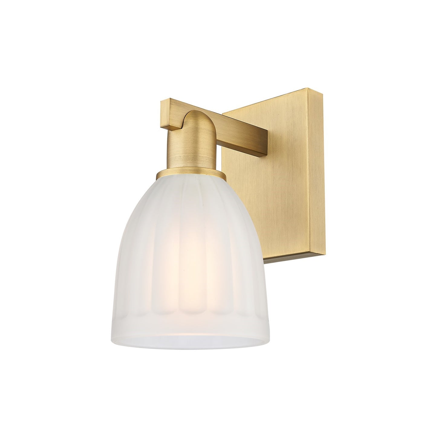 Innovations Brookfield 6in 1-Light Wall Sconce | Industrial Brushed Brass and White Frosted Ribbed Glass | Entryway & Hallway | Model 716-1W-BB-G441