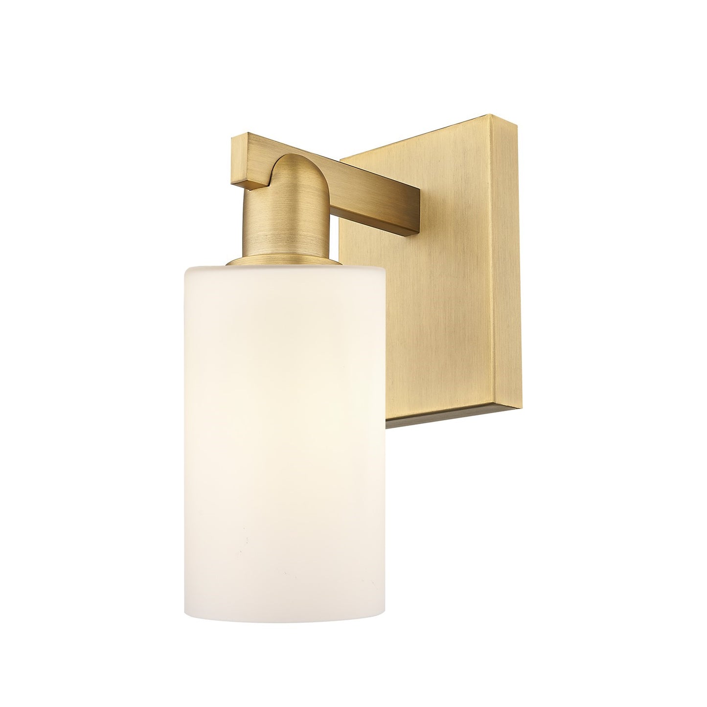 Innovations Clymer 1-Light Wall Sconce | Industrial Brushed Brass and Matte White Glass | Entryway & Hallway Accent | 3.88 x 10.62 | Model 716-1W-BB-G801