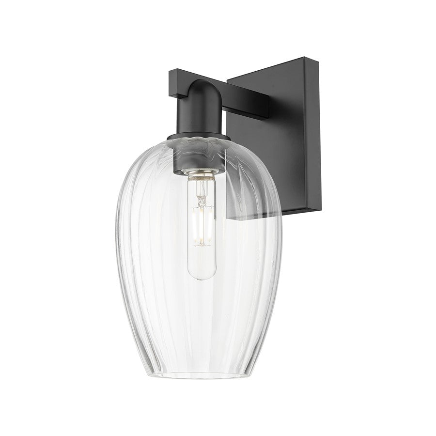 Innovations Preston 1Lt 6" Flute Wall Sconce, Black/Clear