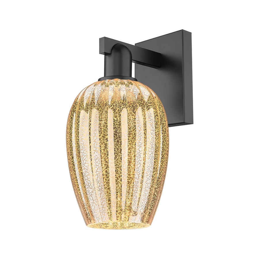 Innovations Preston 1Lt 6" Flute Wall Sconce, Black/Mercury