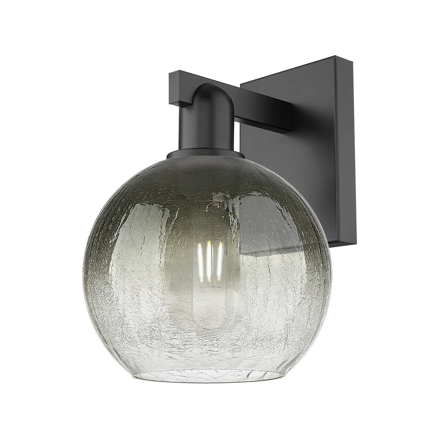 Innovations Brookhaven Globe 8in 1-Light Wall Sconce | Industrial Matte Black Steel and Slate Glass | Bedroom & Hallway Accent | Model 716-1W-BK-G483-8SL