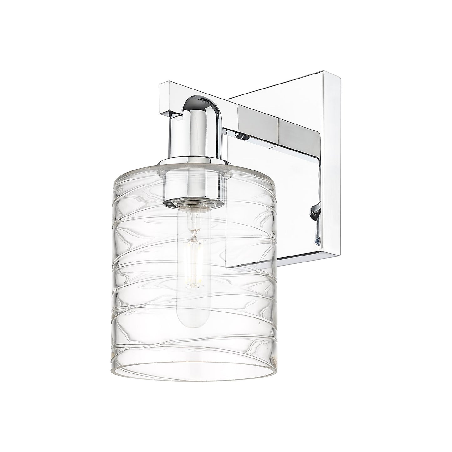 Innovations Cobbleskill 5in 1-Light Wall Sconce | Industrial Modern Polished Chrome and Deco Swirl Glass | Bathroom & Hallway | Model 716-1W-PC-G1113