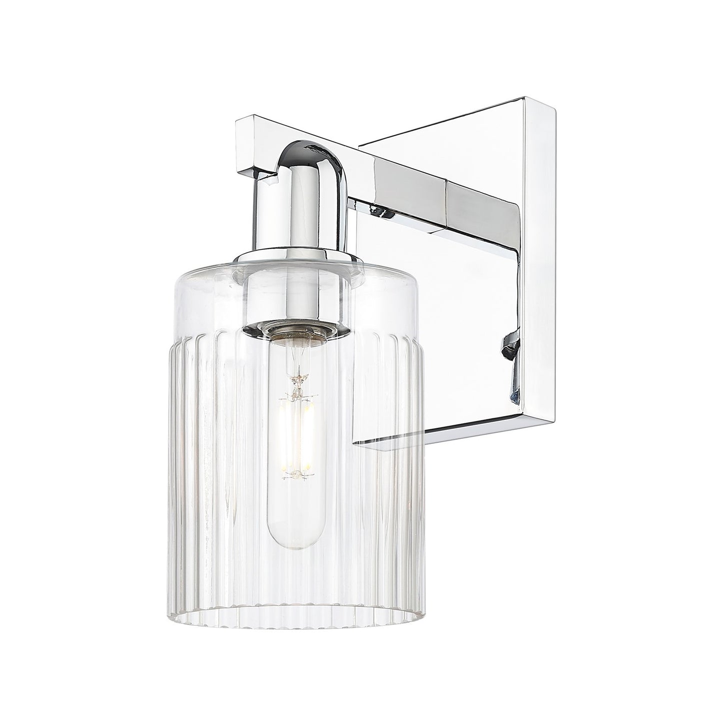 Innovations Hadley 1-Light 4.5in Wall Sconce | Industrial Polished Chrome Steel and Clear Ribbed Glass | Entryway & Hallway Accent | Model 716-1W-PC-G342