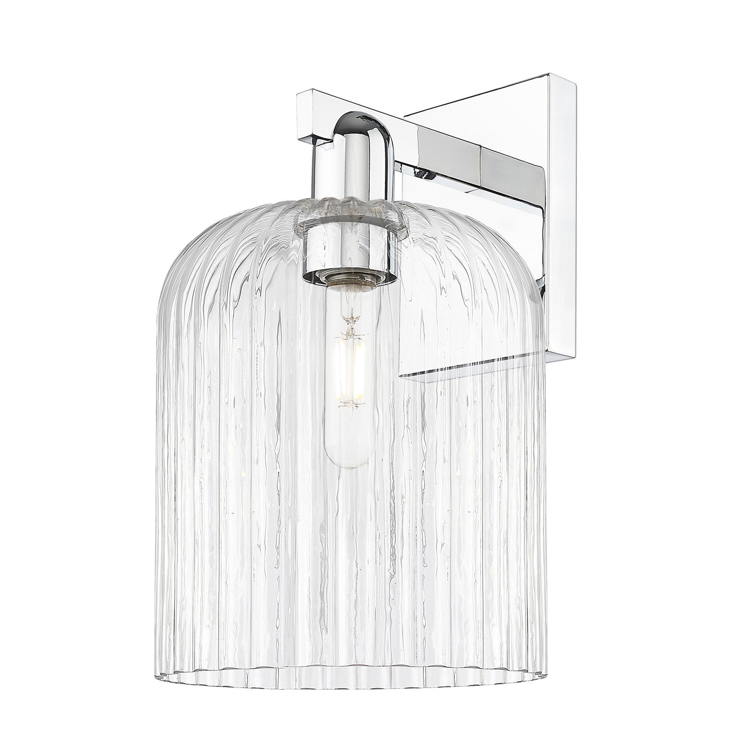 Innovations Bridal Veil 8in 1-Light Wall Sconce | Industrial Polished Chrome Steel and Clear Ribbed Glass | Entryway & Hallway | Model 716-1W-PC-G559-8CL