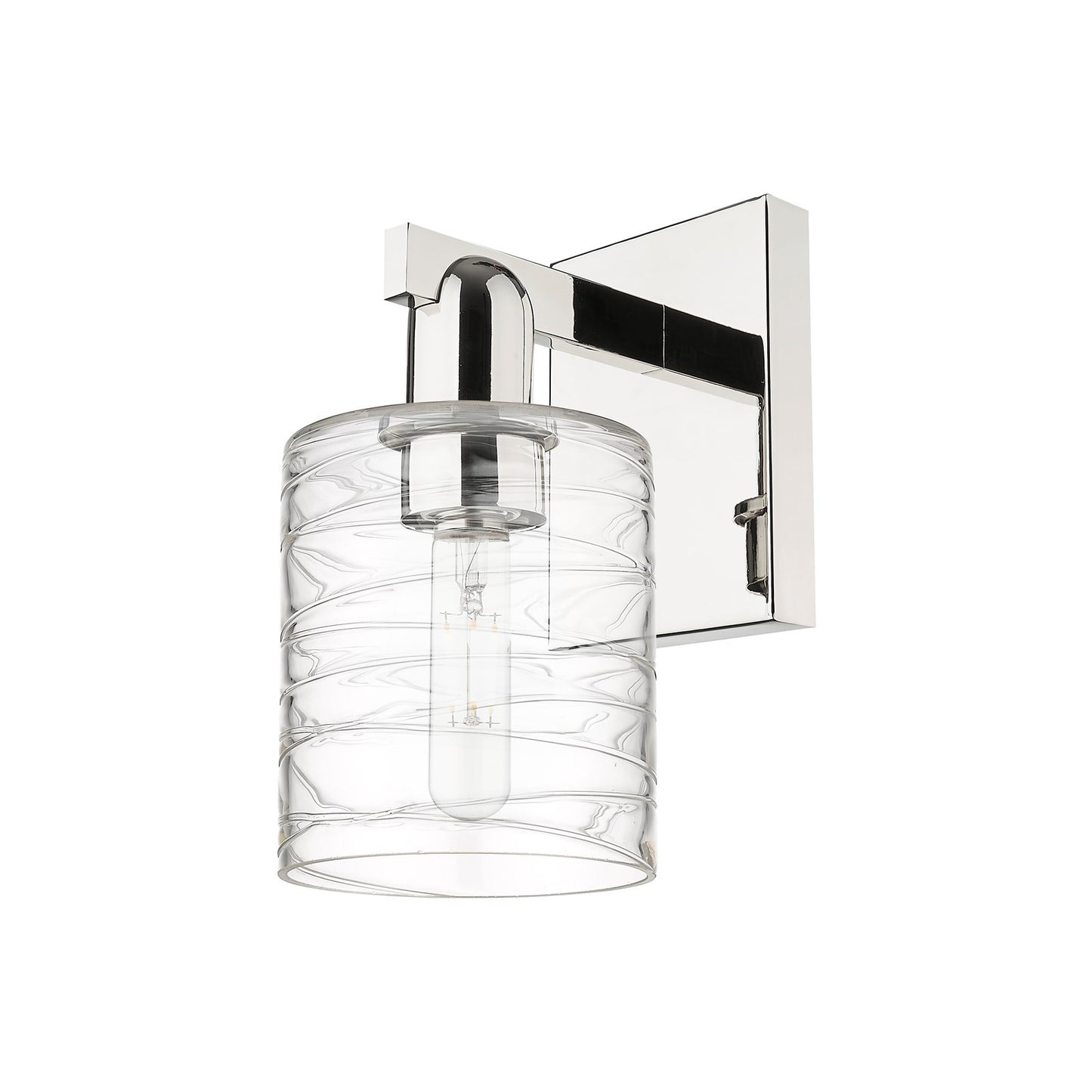 Innovations Cobbleskill 5in 1-Light Wall Sconce | Industrial Polished Nickel Steel and Deco Swirl Glass | Living Room & Hallway | Model 716-1W-PN-G1113
