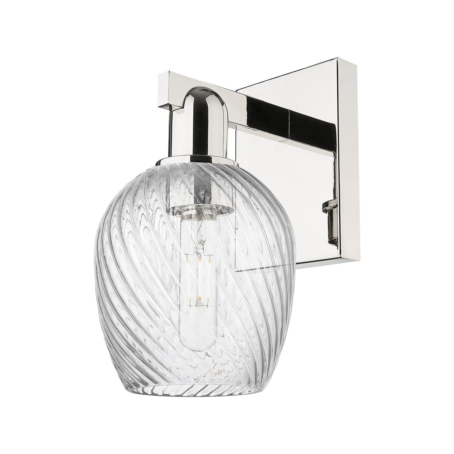 Innovations Salina 1-Light Wall Sconce | Industrial Polished Nickel and Clear Spiral Fluted Glass | Bathroom & Hallway Accent | Model 716-1W-PN-G292