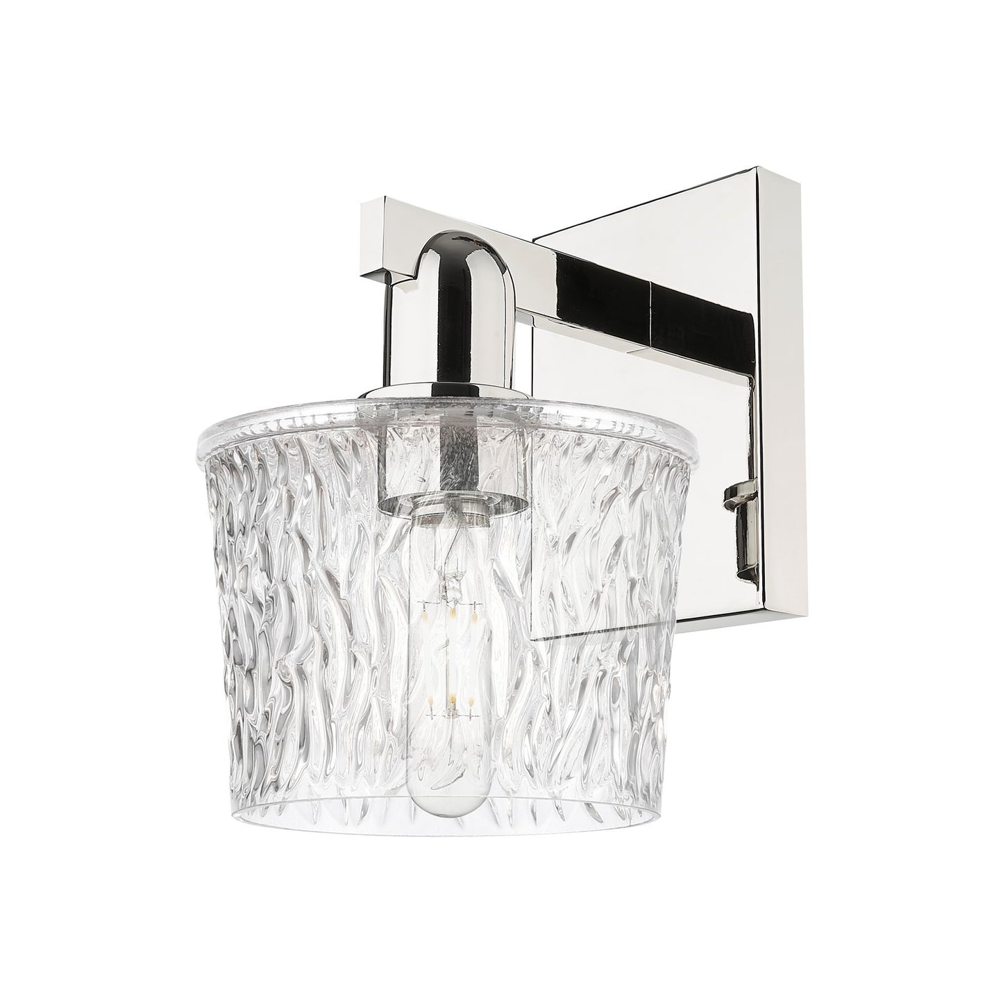 Innovations Niagara 1-Light Wall Sconce | Industrial Polished Nickel and Clear Textured Glass | Bathroom & Hallway Accent Light | Model 716-1W-PN-G402