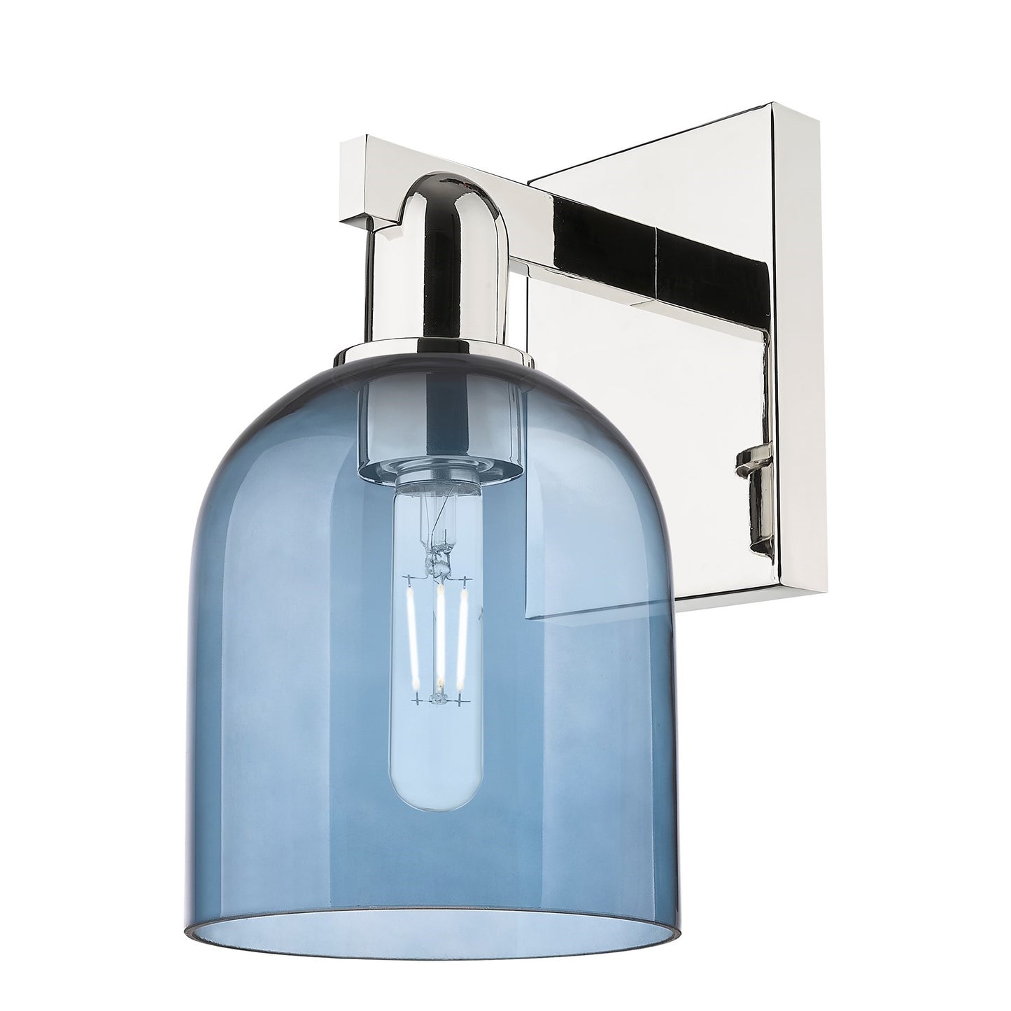 Innovations Bella 1-Light 5.5in Wall Sconce | Industrial Polished Nickel and Blue Glass | Entryway & Hallway Accent | 5.5 x | Model 716-1W-PN-G558-6BL