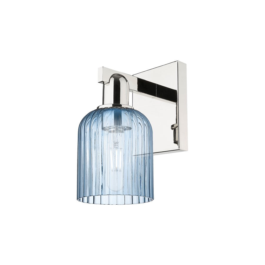Innovations Bridal Veil 1Lt 5" Sconce, Polished Nickel/Blue