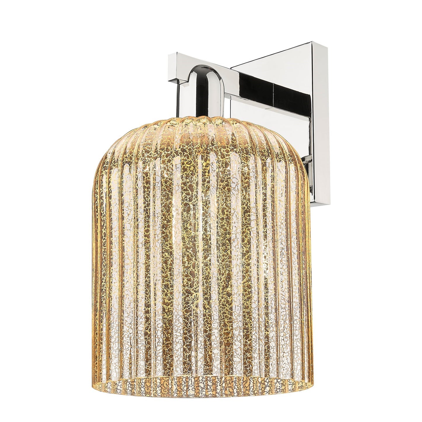 Innovations Bridal Veil 1-Light 8in Wall Sconce | Industrial Polished Nickel and Mercury Ribbed Glass | Bathroom & Hallway | Model 716-1W-PN-G559-8ME