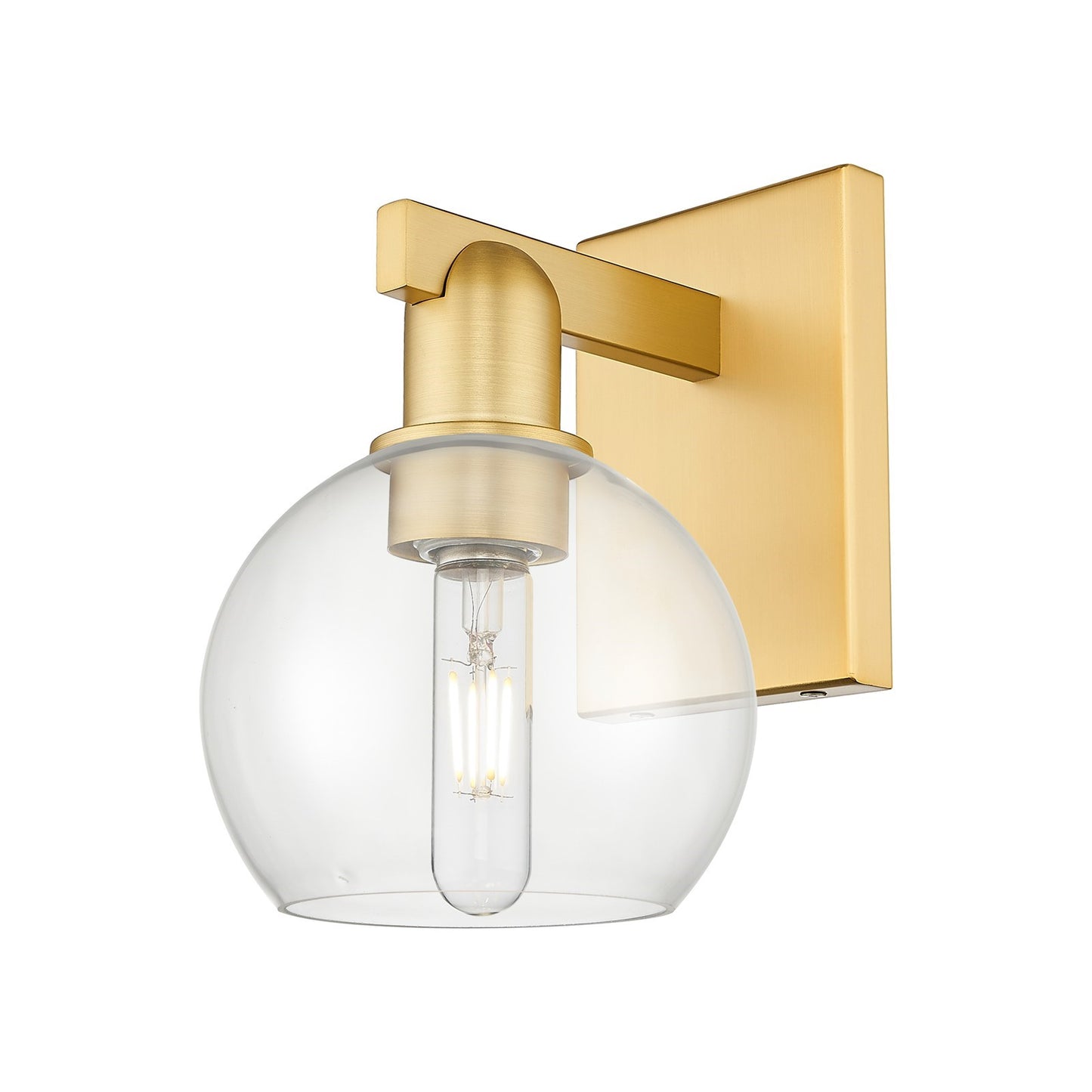 Innovations Athens 6in 1-Light Wall Sconce | Industrial Satin Gold Steel and Clear Glass | Hallway & Bathroom Accent | 5.88 x | Model 716-1W-SG-G122-6