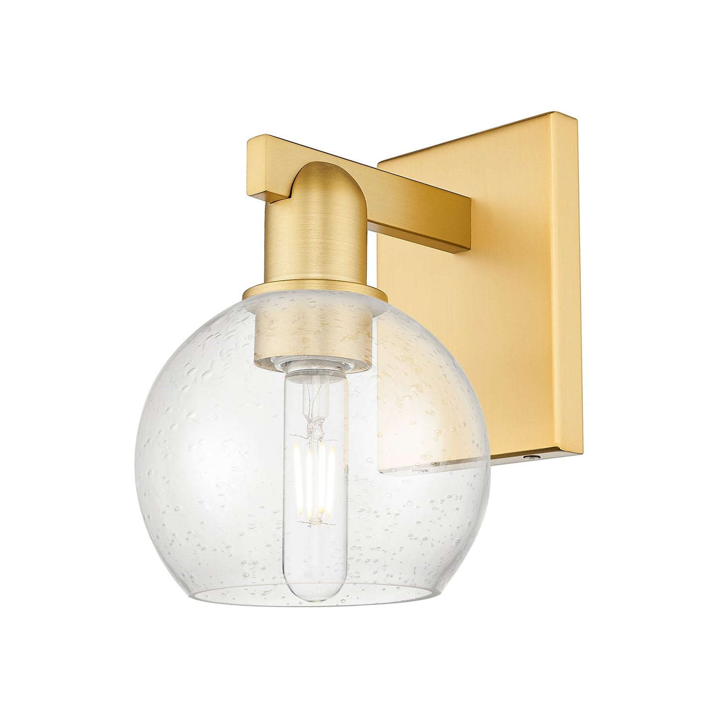 Innovations Athens 6in 1-Light Wall Sconce | Industrial Satin Gold Steel and Seedy Glass | Hallway & Bathroom Accent | 5.88 x | Model 716-1W-SG-G124-6
