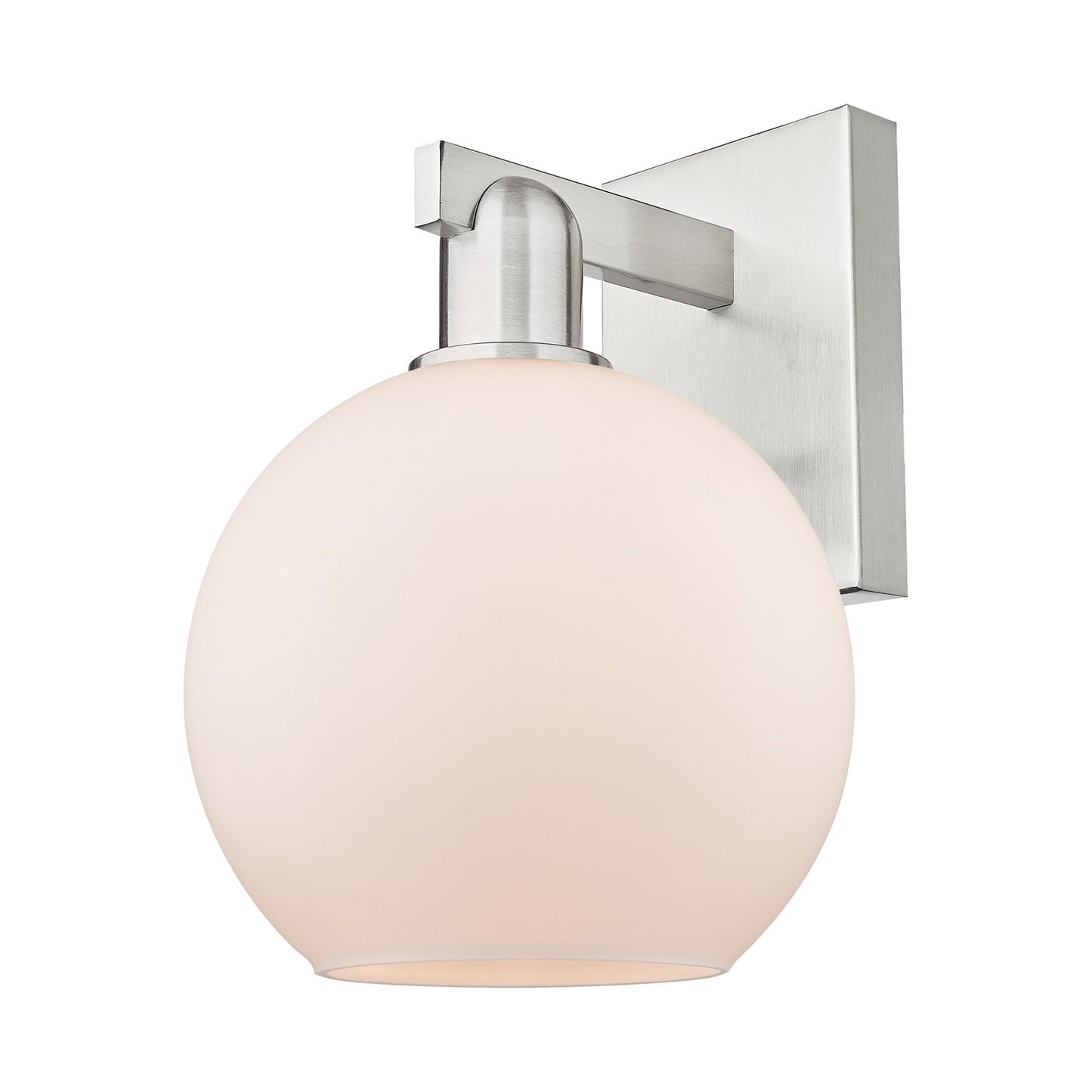 Innovations Athens 8in 1-Light Wall Sconce | Industrial Brushed Satin Nickel and Matte White Glass | Bathroom & Hallway Accent | Model 716-1W-SN-G121-8